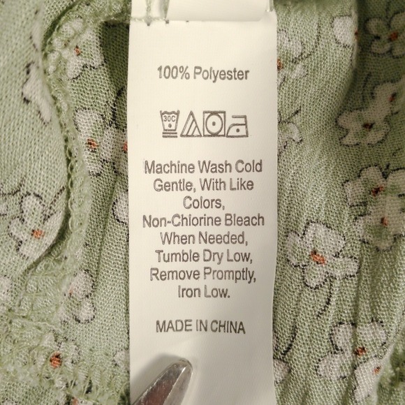 NWOT SHEIN Womens Smocked Waist Floral Tiered Mini Dress Sage Green Size Medium - Picture 6 of 9